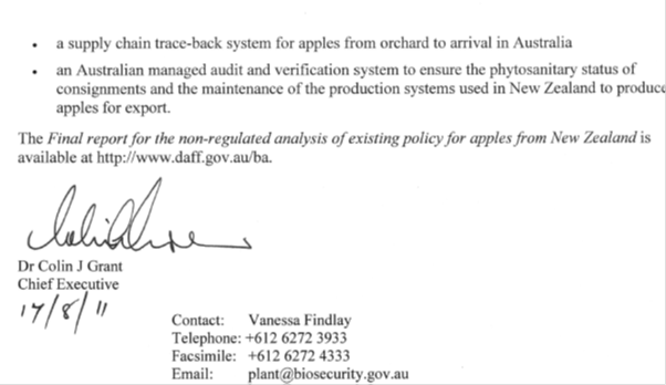 Biosecurity Australia Advice 2011/14 continued